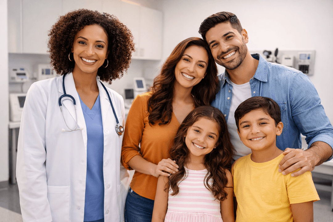 Family with their doctor